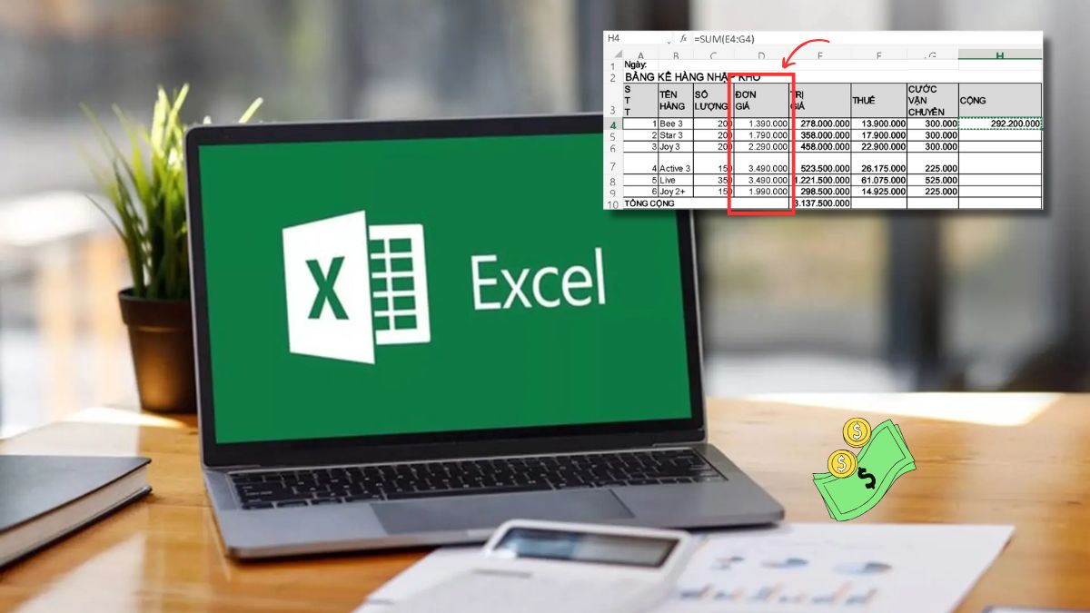 Cách tính đơn giá trong Excel chi tiết và dễ áp dụng